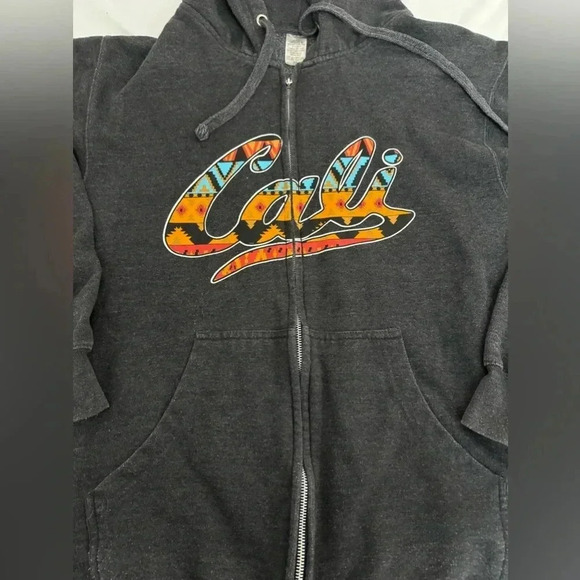 Cali Hoodie Unisex Zip Up Sweatshirt Medium Southwestern Aztec Print Streetwear - Picture 2 of 9